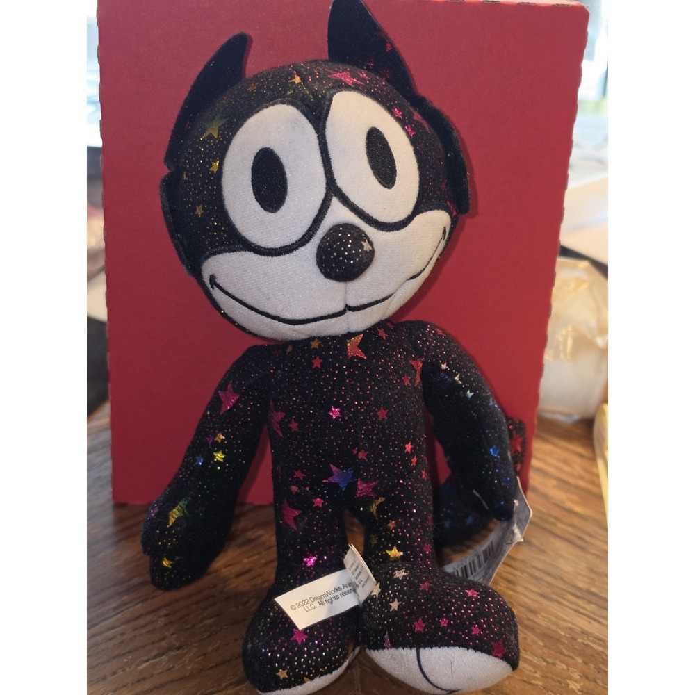 Felix The Cat In Star Print  Black Stuffed Animals Plush Toy 8" NEW!
